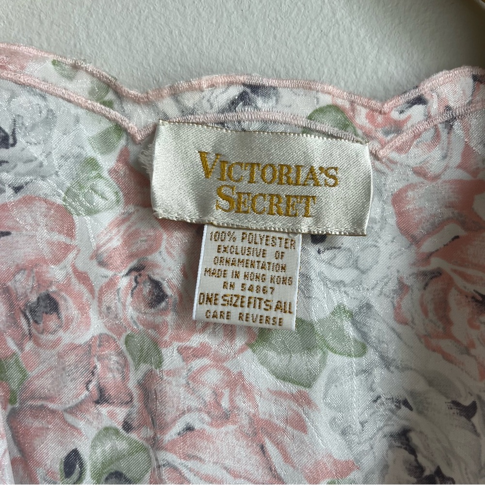 Vintage Victoria’s Secret Robe Embroidered Flowers Beads Pink Kimono Gold Label - Picture 3 of 4